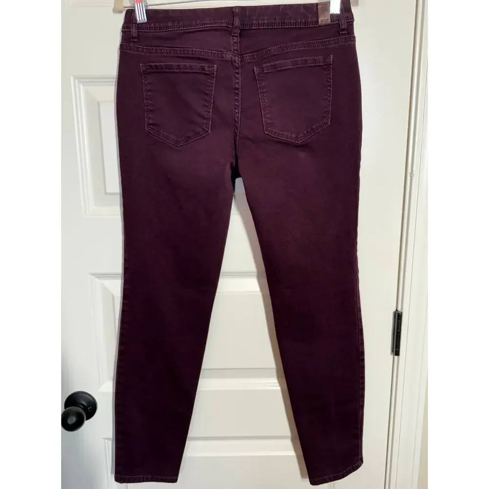 Simply Vera Wang Denim, Burgundy / Maroon Skinny Jean, Size 4